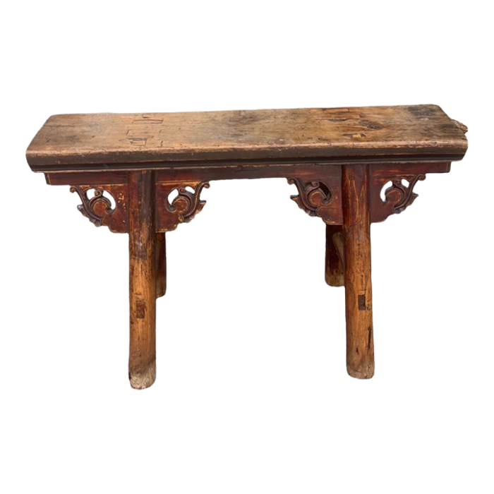 antique chinese carved wood bench 4872