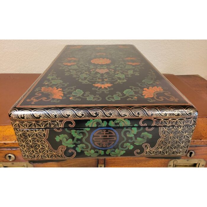 antique chinese lacquered and painted box 0957