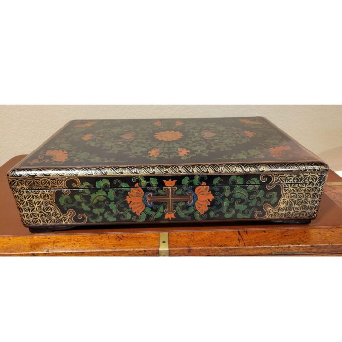 antique chinese lacquered and painted box 4746