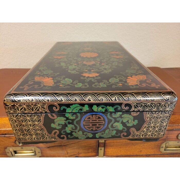 antique chinese lacquered and painted box 4978