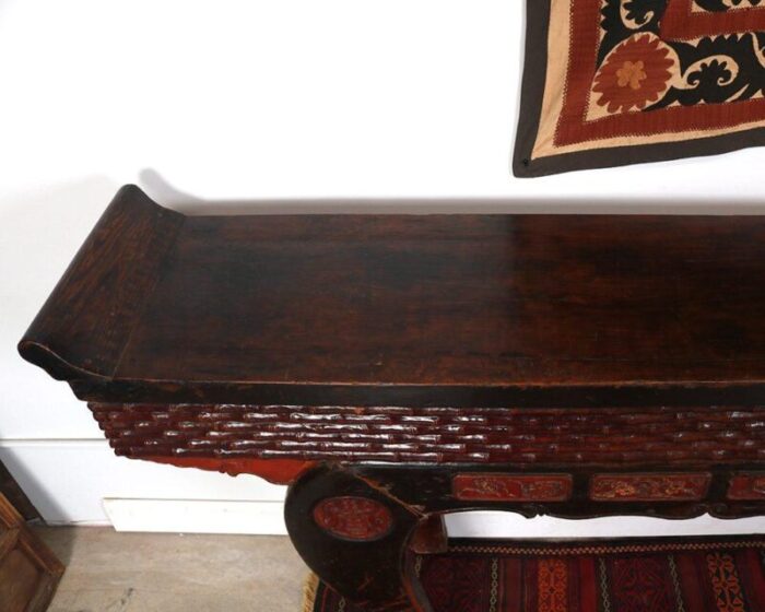 antique chinese lacquered elm altar table 0722