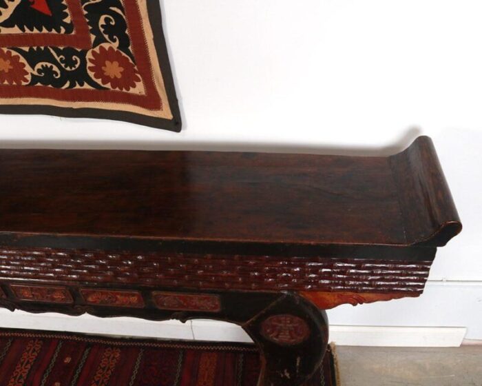 antique chinese lacquered elm altar table 9248