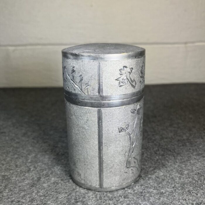 antique chinese wu yi star pewter tea canister 4011