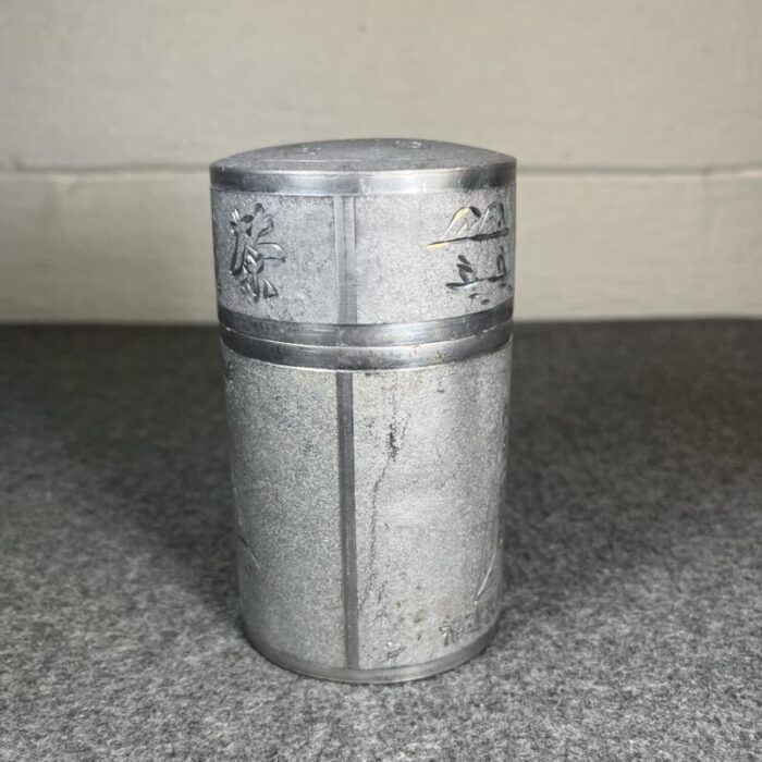 antique chinese wu yi star pewter tea canister 9201