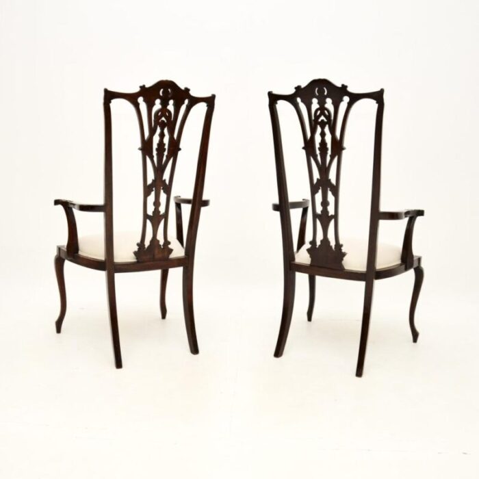 antique chippendale style armchairs 1890 set of 2 2520