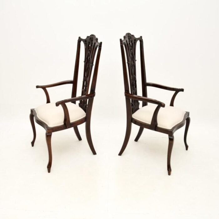 antique chippendale style armchairs 1890 set of 2 2927