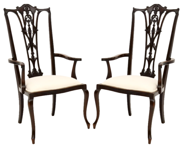 antique chippendale style armchairs 1890 set of 2 3191