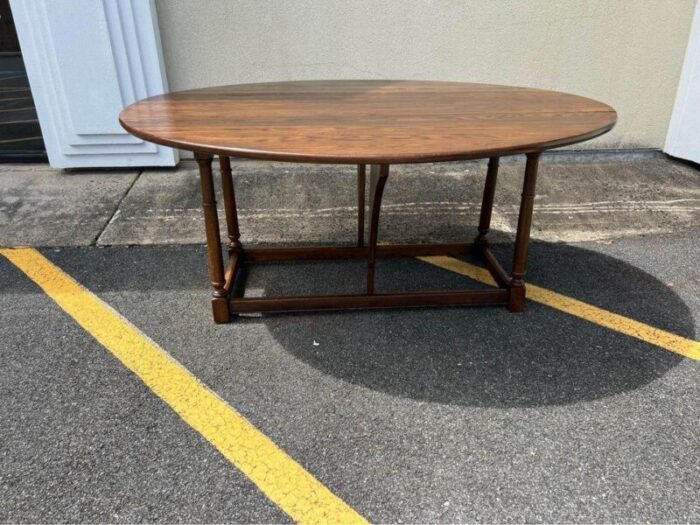 antique country farm style solid oak drop leaf dining table 7283