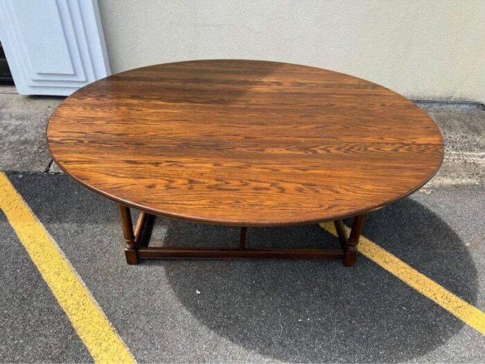 antique country farm style solid oak drop leaf dining table 8073