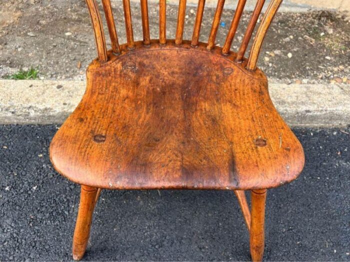 antique early 19th century new england bamboo style carved bowl back windsor chair 2216