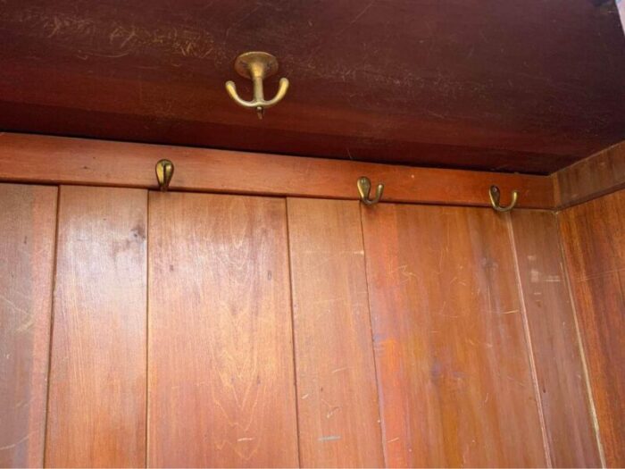 antique english edwardian style marquetry inlaid mahogany wardrobe with mirror 19th century 3170