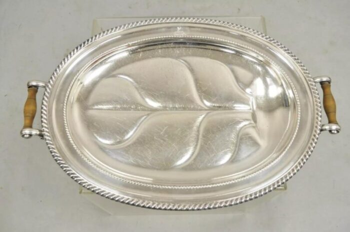 antique english victorian silver plated paw foot meat cutlery chaffing dish tray 2104