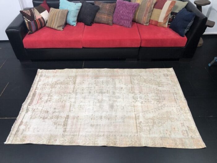 antique fade overdyed hand knotted rug 4