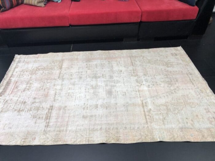 antique fade overdyed hand knotted rug 5