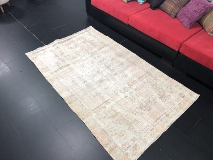 antique fade overdyed hand knotted rug 6