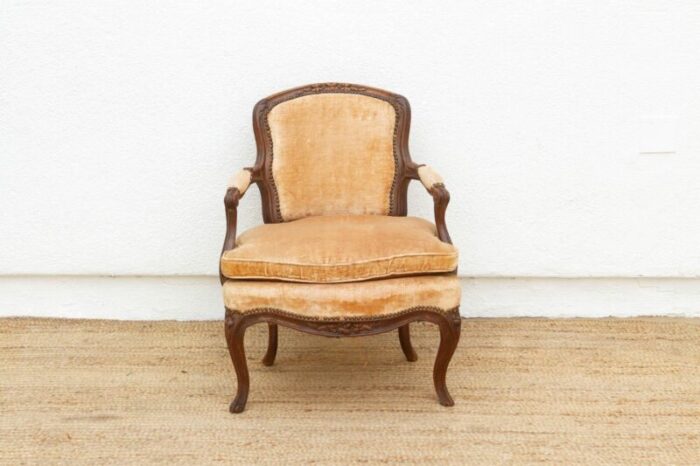 antique french carved walnut fauteuil chair 0345