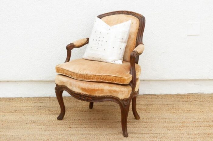 antique french carved walnut fauteuil chair 6435