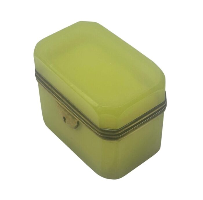 antique french green lemon opaline glass box 9948