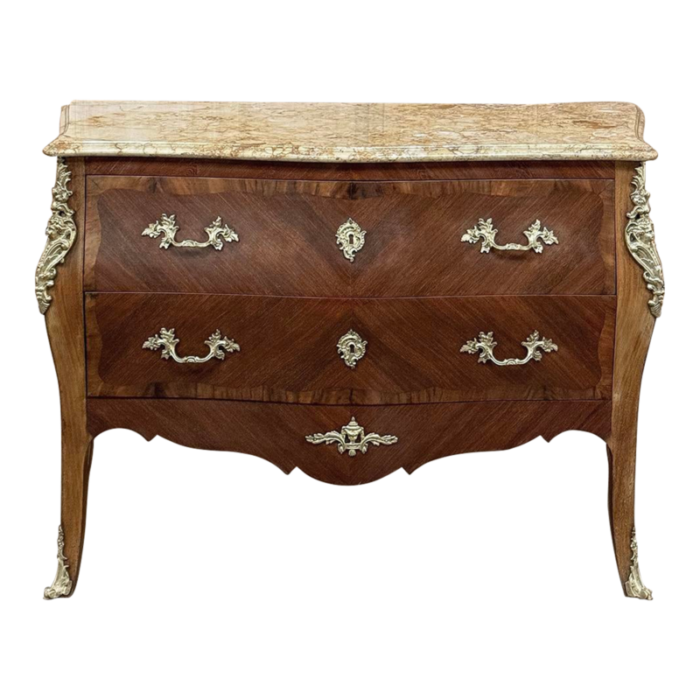 antique french louis xv bombe marble top commode 0010