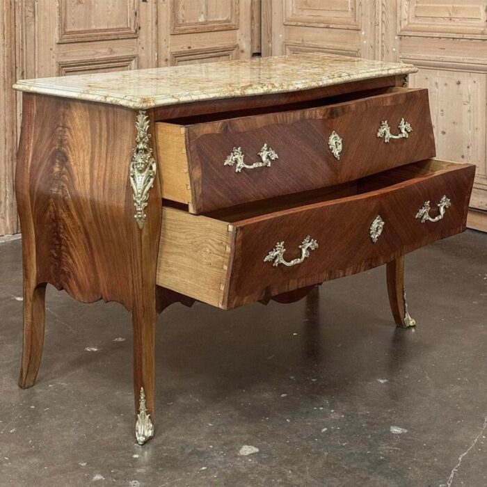 antique french louis xv bombe marble top commode 7914