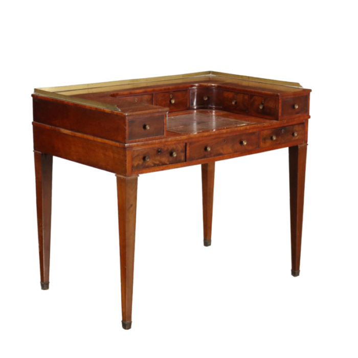 antique george iii carlton writing desk in mahogany and brass 8270