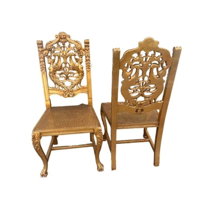 antique italian carved gilt wood chairs a pair 4948