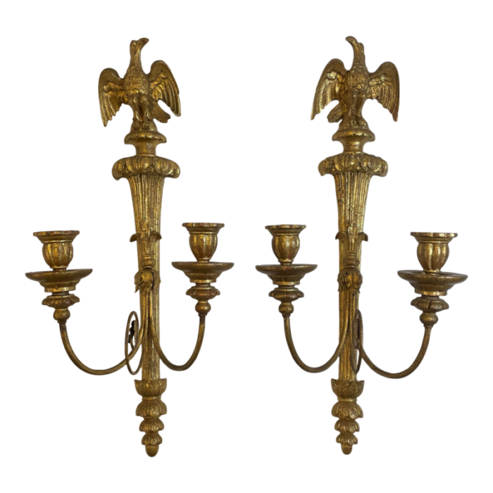 antique italian guildwood sconces with eagles a pair 4597