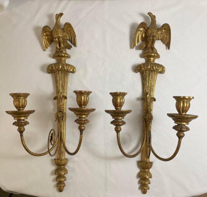 antique italian guildwood sconces with eagles a pair 9132