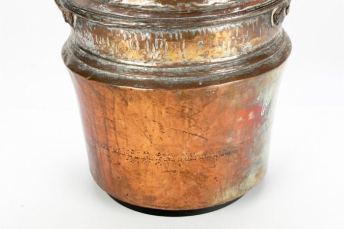 antique middle eastern style hammered metal bucket mounted as a lamp 8636