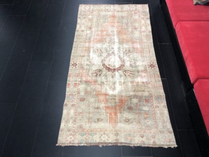 antique orange faded distressed rug 2