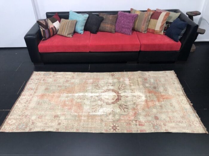 antique orange faded distressed rug 3