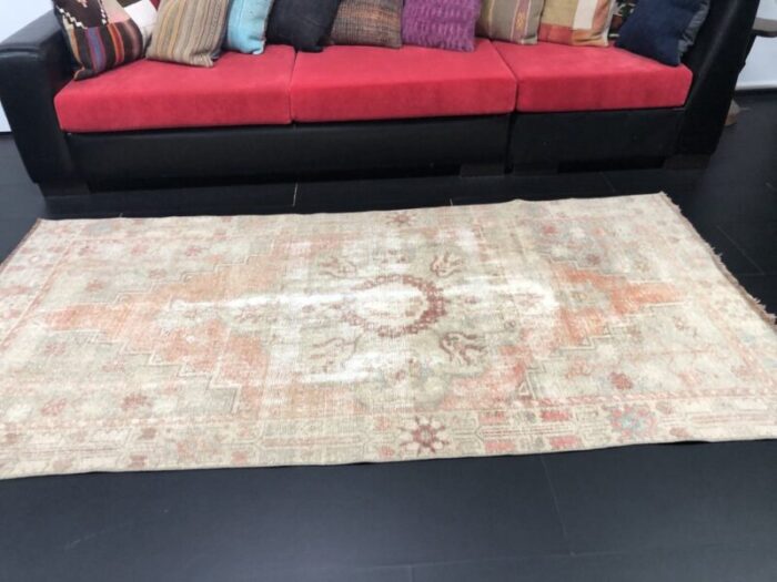 antique orange faded distressed rug 4