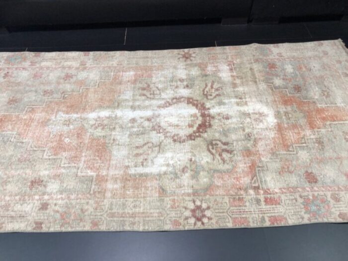 antique orange faded distressed rug 5