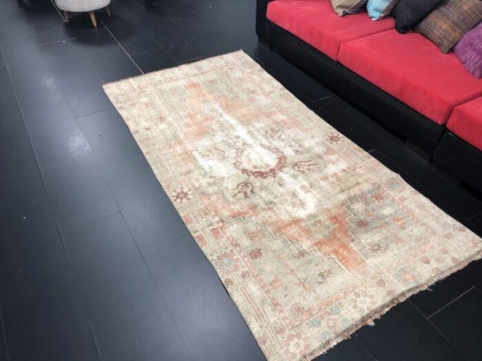 antique orange faded distressed rug 7