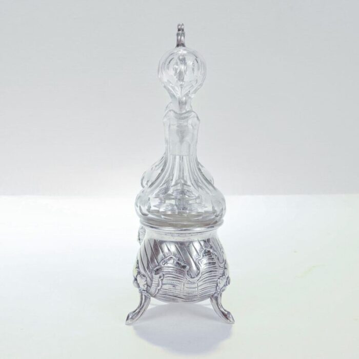 antique rococo revival continental silver and cut glass cruet set 2228