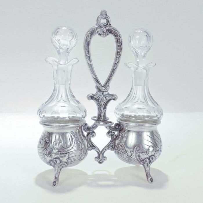 antique rococo revival continental silver and cut glass cruet set 5775