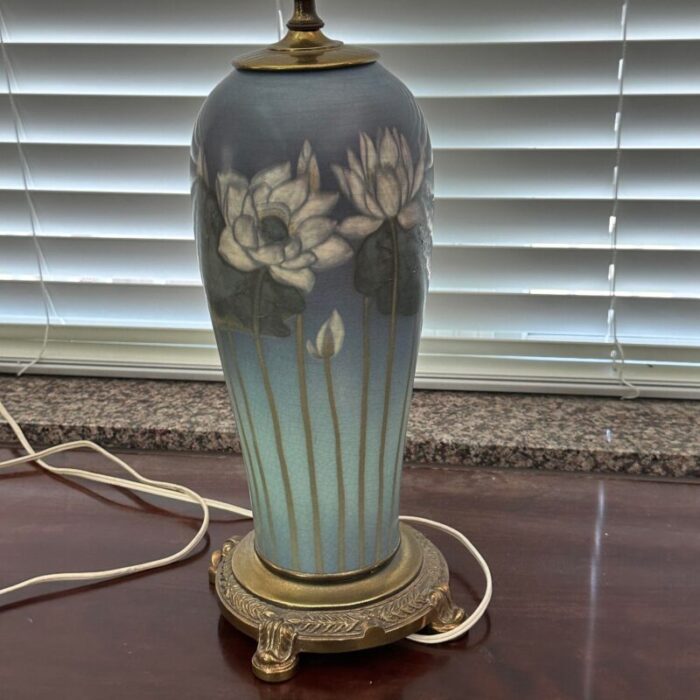 antique rookwood vellum glaze lotus lamp by harriet elizabeth wilcox 3529