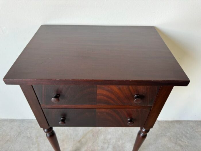 antique sheraton solid mahogany two drawers worktable nightstand 2881