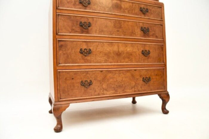 antique style burr walnut chest on chest of drawers 1930 3905