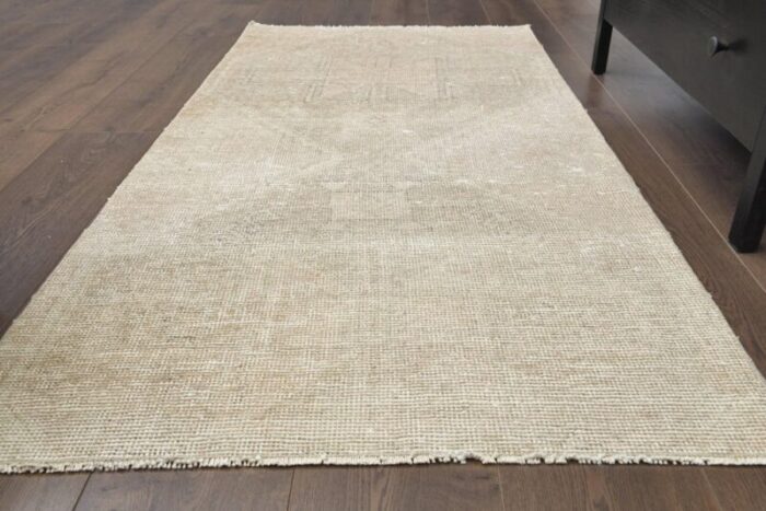 antique turkish oushak wool runner rug anatolia 1940s 3