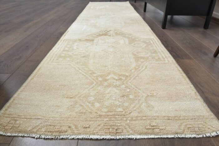 antique turkish wool oushak runner anatolia 1930s 3