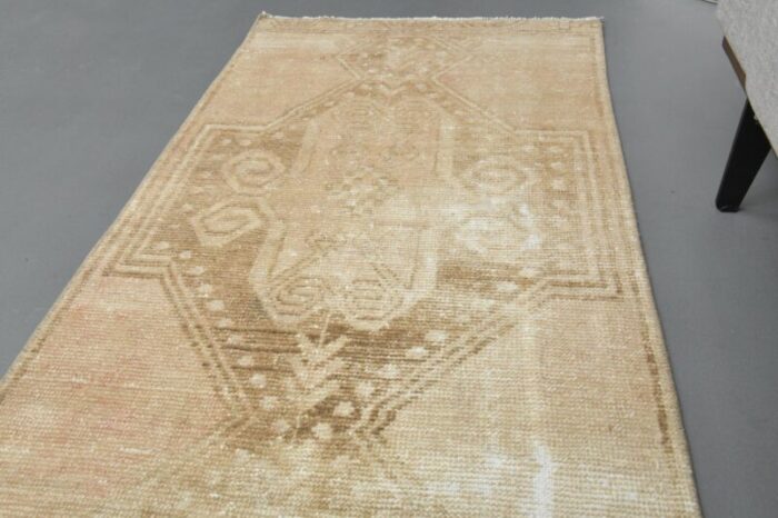 antique turkish wool oushak runner rug anatolia 1960s 5