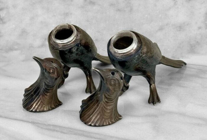 antique victorian birds of paradise figural salt and pepper shakers a pair 1830