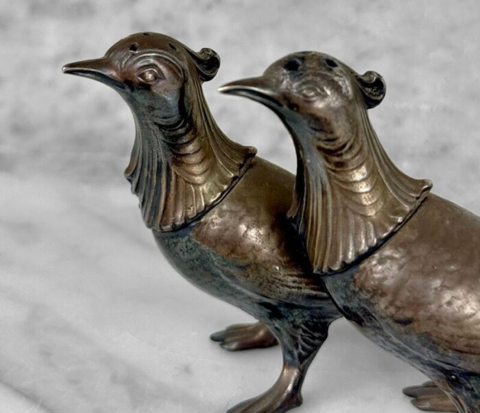 antique victorian birds of paradise figural salt and pepper shakers a pair 1862