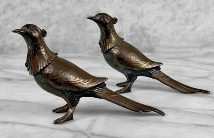 antique victorian birds of paradise figural salt and pepper shakers a pair 3487