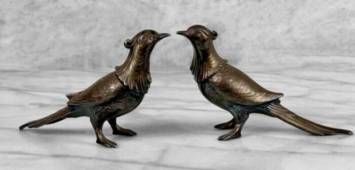 antique victorian birds of paradise figural salt and pepper shakers a pair 4397