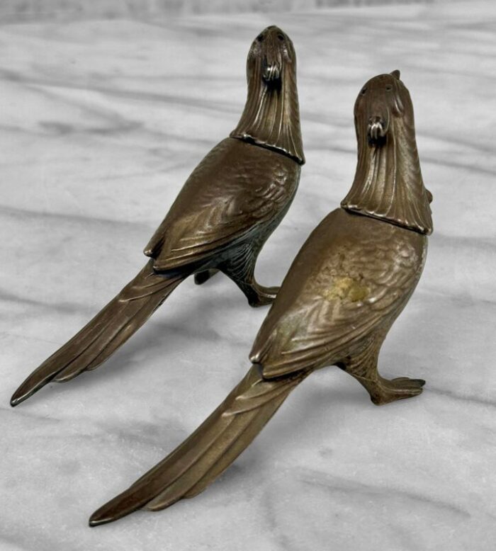 antique victorian birds of paradise figural salt and pepper shakers a pair 8507