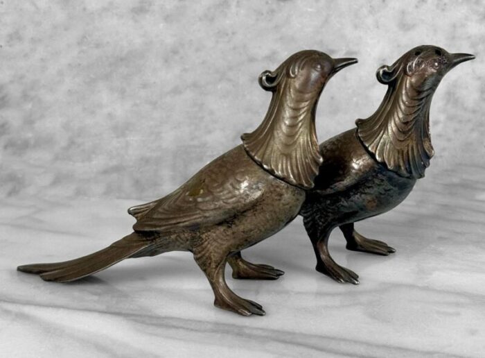 antique victorian birds of paradise figural salt and pepper shakers a pair 9867