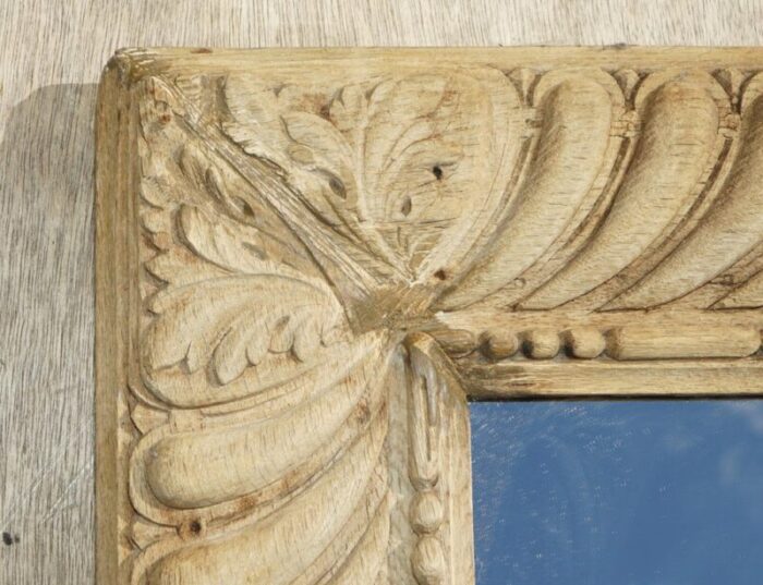 antique wall mirror in hand carved oak frame 1800 12