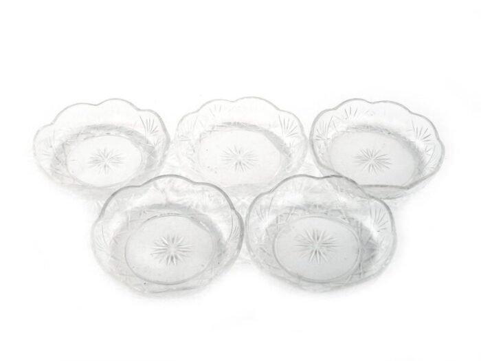 art deco crystal plates from hortensja glassworks poland 1930s set of 5 1